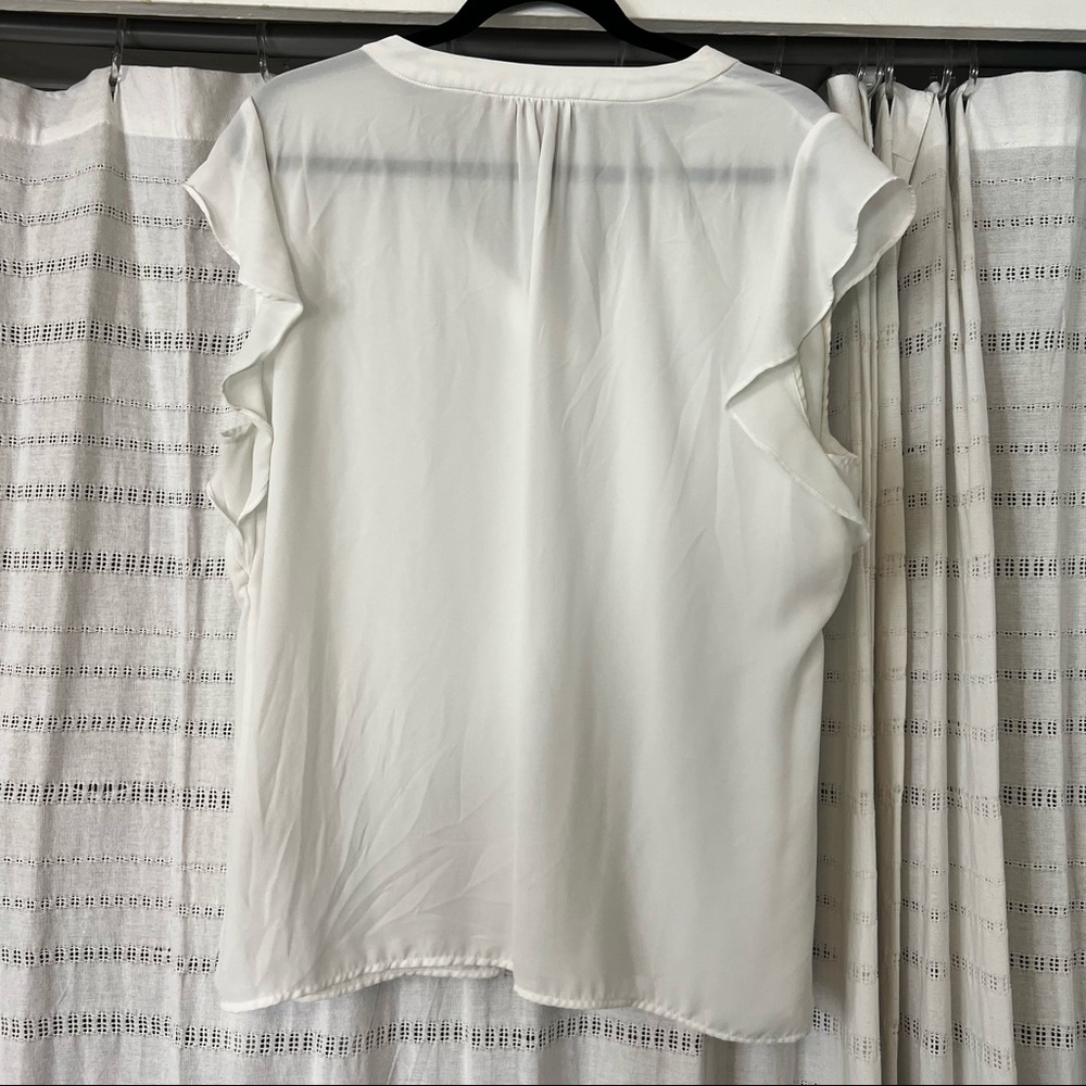 Philosophy White Sheer Ruffle Sleeve Blouse - Picture 2 of 3